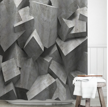 Load image into Gallery viewer, Shower/Bath Curtain Range - 3D Grey Geometric Stone Fabric Waterproof Bathroom Curtain Hotel Decorative Curtains Blackout Screen