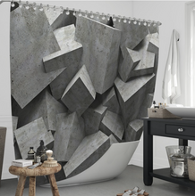 Load image into Gallery viewer, Shower/Bath Curtain Range - 3D Grey Geometric Stone Fabric Waterproof Bathroom Curtain Hotel Decorative Curtains Blackout Screen