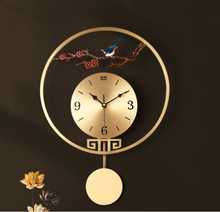 Load image into Gallery viewer, Luxury Clocks - Creativity Pure Copper Enamel Process Wall Clock Modern Design European Magpie Decorative Clocks Home Living Room Decoration