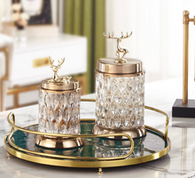 Load image into Gallery viewer, "Arna Lisa" Royal Collection - Luxury Unique Design - Gold Glass Trays Decorative Creative Bird Frame