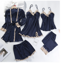 Load image into Gallery viewer, "Arna" Collection - Quality Lace 5 Piece Satin Sleepwear
