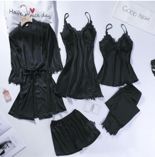 Load image into Gallery viewer, "Arna" Collection - Quality Lace 5 Piece Satin Sleepwear