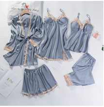 Load image into Gallery viewer, "Arna" Collection - Quality Lace 5 Piece Satin Sleepwear