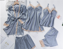 Load image into Gallery viewer, "Arna" Collection - Quality Lace 5 Piece Satin Sleepwear