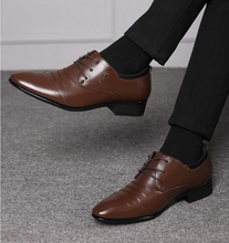 Load image into Gallery viewer, British Slip On Split Leather Pointed Toe Shoes Business Wedding Formal Shoes - Many Colours & Sizes