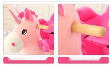 Load image into Gallery viewer, Child Rocking Horse/Chair, Plush/Solid Wood, Many Styles with Music and Safety Belt - Rocker or on Wheels with Handle to Push