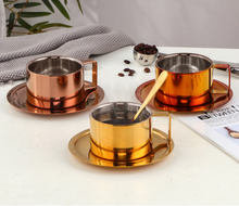 Load image into Gallery viewer, "Arna Lisa" Royal Collection - Luxury Stainless Steel Cup + Saucer + Spoon x 6 Sets