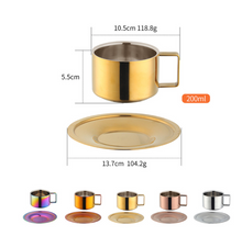 Load image into Gallery viewer, "Arna Lisa" Royal Collection - Luxury Stainless Steel Cup + Saucer + Spoon (Camping Quality)