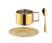 Load image into Gallery viewer, "Arna Lisa" Royal Collection - Luxury Stainless Steel Cup + Saucer + Spoon x 6 Sets