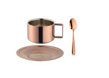 Load image into Gallery viewer, "Arna Lisa" Royal Collection - Luxury Stainless Steel Cup + Saucer + Spoon (Camping Quality)