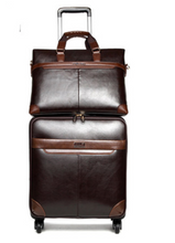 Load image into Gallery viewer, High Quality Genuine Leather 2 Piece Luggage Set - Brown or Black - Many Sizes