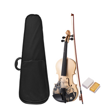 Load image into Gallery viewer, 4/4 1/2 Acoustic Violin Basswood Top Board Maple Scroll with Rosin Bow + Carry Bag (Beginners)