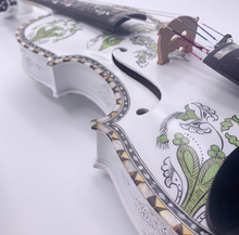 Load image into Gallery viewer, Designer Hardanger Fiddle Norwegian Fiddle 4/4 violin (4*4), Carved Mosaic Shell 4 String / 9 String