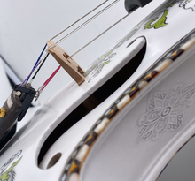 Load image into Gallery viewer, Designer Hardanger Fiddle Norwegian Fiddle 4/4 violin (4*4), Carved Mosaic Shell 4 String / 9 String