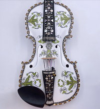 Load image into Gallery viewer, Designer Hardanger Fiddle Norwegian Fiddle 4/4 violin (4*4), Carved Mosaic Shell 4 String / 9 String