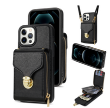 Load image into Gallery viewer, Zipper Purse/Wallet Cards Lanyard Case For iPhone 14 13 12 11 Pro X XS Max XR 8 7 Plus SE 2022 Crossbody