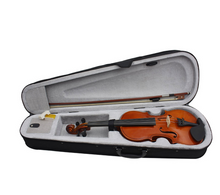 Load image into Gallery viewer, 4/4 3/4 1/2 1/8 Acoustic Violin - Natural / Black Fiddle with Case + Bow + Rosin