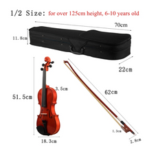 Load image into Gallery viewer, 4/4 3/4 1/2 1/8 Acoustic Violin - Natural / Black Fiddle with Case + Bow + Rosin