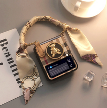 Load image into Gallery viewer, Designer Teddy Bear Samsung Case + Ring Stand - Galaxy Zip Flip 3 - Galaxy Zip Flip 4 (Many Styles)