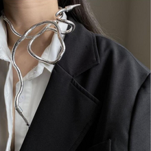 Load image into Gallery viewer, Multilayer Metal Alloy Gold Black Bendy Snake Necklace Bracelet Chunky