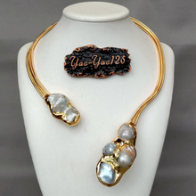 Load image into Gallery viewer, White Keshi Pearl 18 K Yellow Gold Plated Choker Necklace