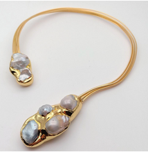 Load image into Gallery viewer, White Keshi Pearl 18 K Yellow Gold Plated Choker Necklace