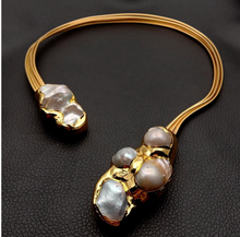 Load image into Gallery viewer, White Keshi Pearl 18 K Yellow Gold Plated Choker Necklace