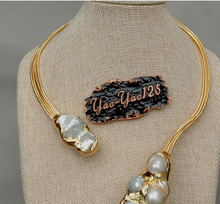 Load image into Gallery viewer, White Keshi Pearl 18 K Yellow Gold Plated Choker Necklace