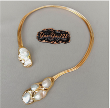 Load image into Gallery viewer, White Keshi Pearl 18 K Yellow Gold Plated Choker Necklace
