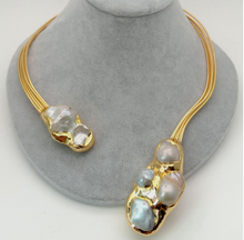 Load image into Gallery viewer, White Keshi Pearl 18 K Yellow Gold Plated Choker Necklace