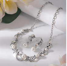 Load image into Gallery viewer, Luxury Plus Gold or Silver Pearl Necklace + Earrings