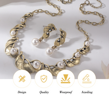 Load image into Gallery viewer, Luxury Plus Gold or Silver Pearl Necklace + Earrings