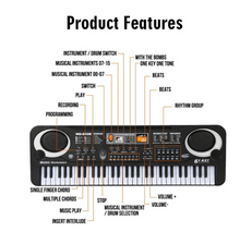 Load image into Gallery viewer, Kids Electronic Piano Keyboard Portable 61 Keys Organ with Microphone
