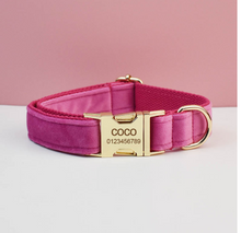 Load image into Gallery viewer, Luxury Pet Leash Engraved Name ID Tag + Collar + Bow Tie - Free Engraving Personalise + Harness + Poop Bag (all Sizes)