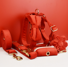 Load image into Gallery viewer, Luxury Pet Leash Engraved Name ID Tag + Collar + Flower/Bow Tie - Free Engraving Personalise + Harness + Poop Bag (all Sizes)