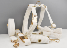 Load image into Gallery viewer, Luxury Pet Leash Engraved Name ID Tag + Collar + Bow Tie - Free Engraving Personalise + Harness + Poop Bag (all Sizes)