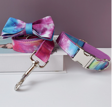 Load image into Gallery viewer, Luxury Pet Leash Engraved Name ID Tag + Collar + Bow - Free Engraving Personalise (all Sizes)