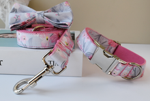 Load image into Gallery viewer, Luxury Pet Leash Engraved Name ID Tag + Collar + Bow - Free Engraving Personalise (all Sizes)