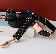 Load image into Gallery viewer, Luxury Pet Leash Engraved Name ID Tag + Collar + Bow - Free Engraving Personalise (all Sizes)