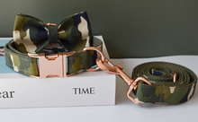 Load image into Gallery viewer, Luxury Pet Leash Engraved Name ID Tag + Collar + Bow - Free Engraving Personalise (all Sizes)