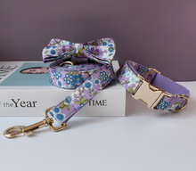 Load image into Gallery viewer, Luxury Pet Leash Engraved Name ID Tag + Collar + Bow - Free Engraving Personalise (all Sizes)
