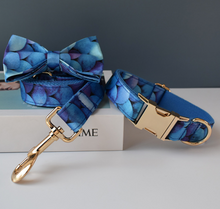 Load image into Gallery viewer, Luxury Pet Leash Engraved Name ID Tag + Collar + Bow - Free Engraving Personalise (all Sizes)