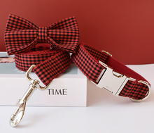 Load image into Gallery viewer, Luxury Pet Leash Engraved Name ID Tag + Collar + Bow - Free Engraving Personalise (all Sizes)