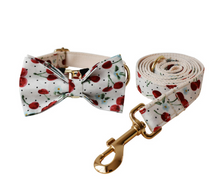 Load image into Gallery viewer, Luxury Pet Leash Engraved Name ID Tag + Collar + Bow - Free Engraving Personalise (all Sizes)