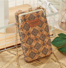 Load image into Gallery viewer, "Arna Lisa" Collection - Designer Vintage Dutch Woodgrain Shoulder Purse Phone Bag + Chain