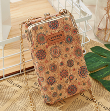 Load image into Gallery viewer, "Arna Lisa" Collection - Designer Vintage Dutch Woodgrain Shoulder Purse Phone Bag + Chain