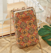 Load image into Gallery viewer, "Arna Lisa" Collection - Designer Vintage Dutch Woodgrain Shoulder Purse Phone Bag + Chain