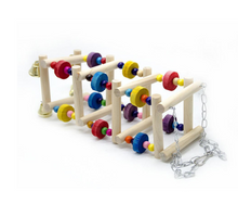 Load image into Gallery viewer, Parrot Hanging Wooden Rainbow Climbing Ladder Toy With Bells, Bird Cage Accessories