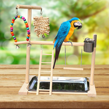 Load image into Gallery viewer, Bird Wooden Play Gym, Bath, Feeder, Perch, Ladder
