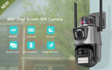 Load image into Gallery viewer, 8MP 4K Wifi Camera Dual Lens Security Protection Waterproof Security CCTV Video Surveillance Camera Light Alarm IP Camera
